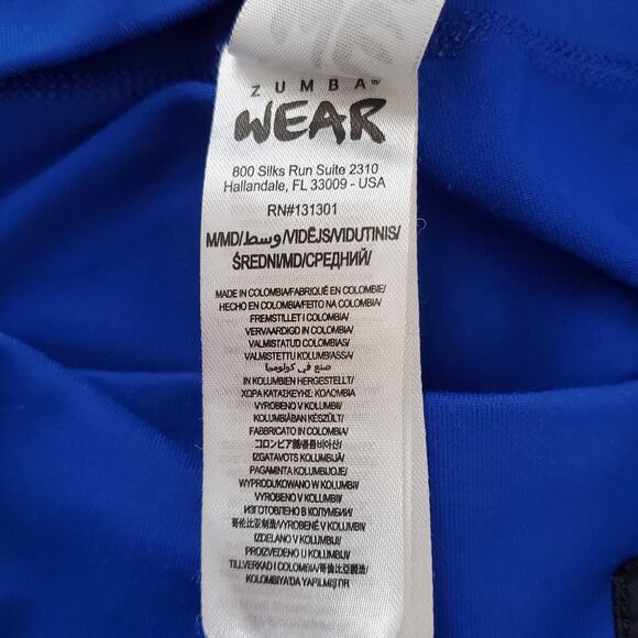 Zumba For Zumba Lovers High Waisted Ankle Leggings Surfs Up Blue Size Medium - Picture 12 of 13